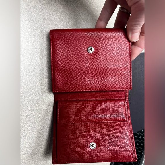 Prada Saffino red trifold Wallet with box - Picture 4 of 15